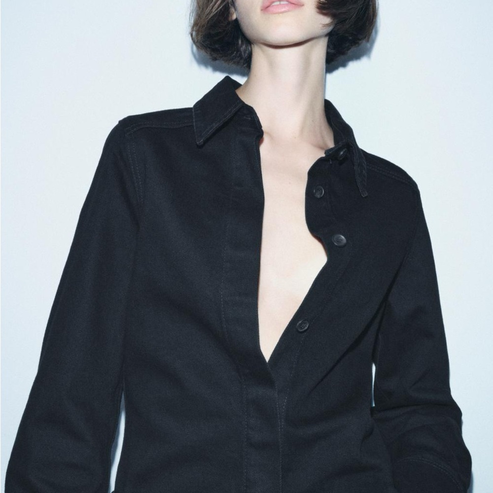 ZARA Women’s Slim Black Denim Shirt